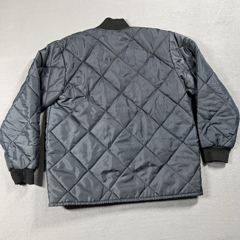 VTG K Brand Cooler Jacket Mens S Blue 80s Quilted Bomber Penguin Patch USA Made - Picture 2 of 10